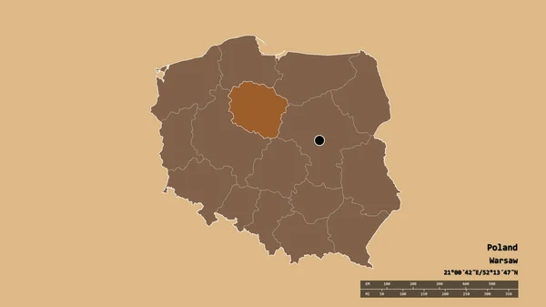 Die Ungesättigte Form Polens Mit Seiner Hauptstadt Der Wichtigsten Regionalen — Stockfoto