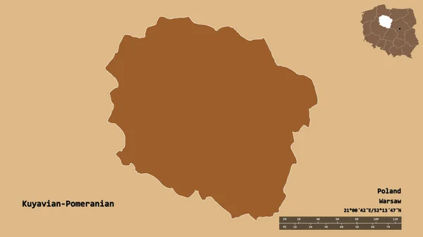 Forma Kuyavian Pomeranian Voivodeship Polônia Com Sua Capital Isolada Fundo — Fotografia de Stock