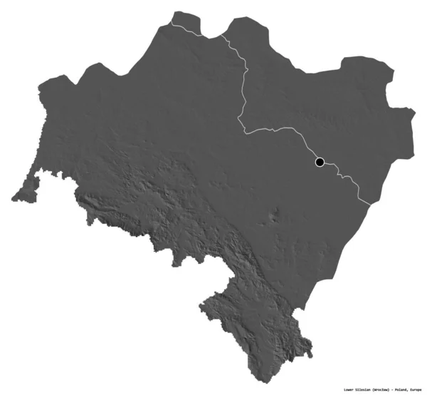 Forma Baja Silesia Voivodato Polonia Con Capital Aislada Sobre Fondo —  Fotos de Stock