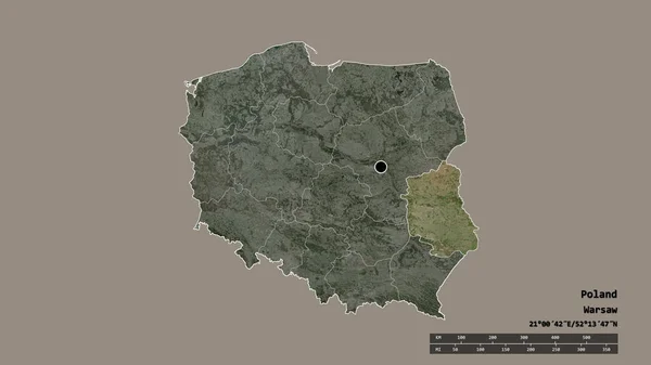 Forma Dessaturada Polônia Com Sua Capital Principal Divisão Regional Área — Fotografia de Stock