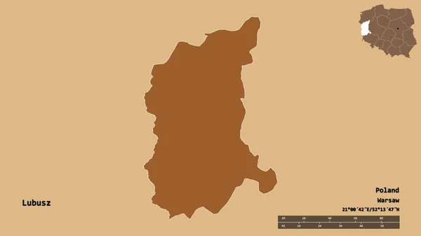 Forma Lubusz Voivodato Polonia Con Capital Aislada Sobre Fondo Sólido —  Fotos de Stock