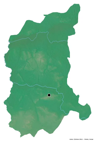 Tvar Lubusze Polské Vojvodství Hlavním Městem Izolovaným Bílém Pozadí Topografická — Stock fotografie