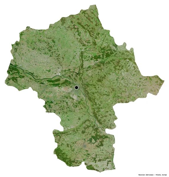 马索维安的形状 波兰的省 其首都被白色背景隔离 卫星图像 3D渲染 — 图库照片