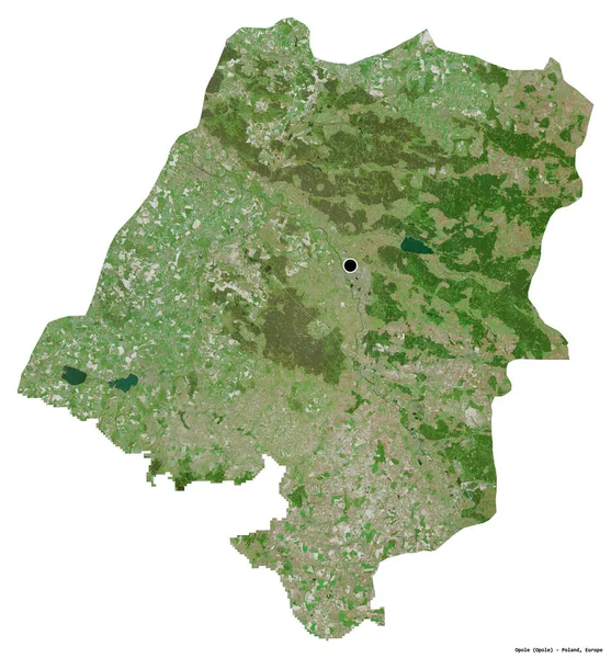 Opole的形状 波兰的省 其首都被白色背景隔离 卫星图像 3D渲染 — 图库照片