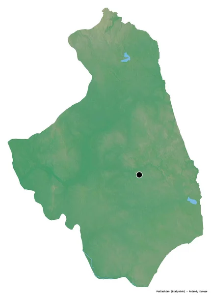 Kształt Podlachii Województwa Polskiego Stolicą Odizolowaną Białym Tle Mapa Pomocy — Zdjęcie stockowe