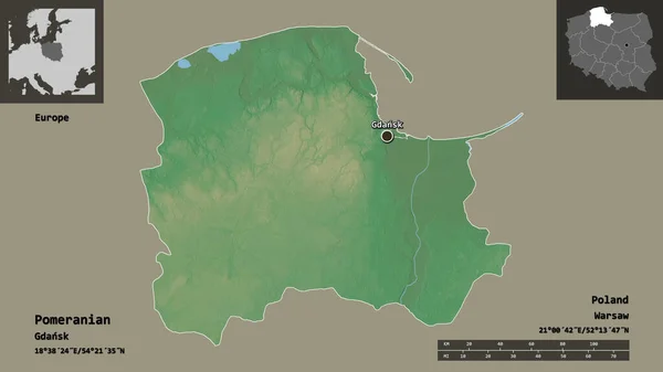 Forma Pomerania Voivodato Polonia Capital Escala Distancia Vistas Previas Etiquetas —  Fotos de Stock