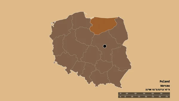 波兰以首都 主要地区区划和独立的瓦尔米安 马苏里安地区为首都的专制形态 有规律的纹理的组成 3D渲染 — 图库照片