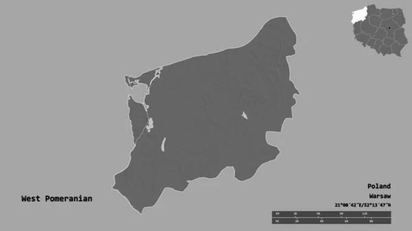 Форма Западно Поморского Воеводства Польши Столицей Изолированной Прочном Фоне Дистанционный — стоковое фото