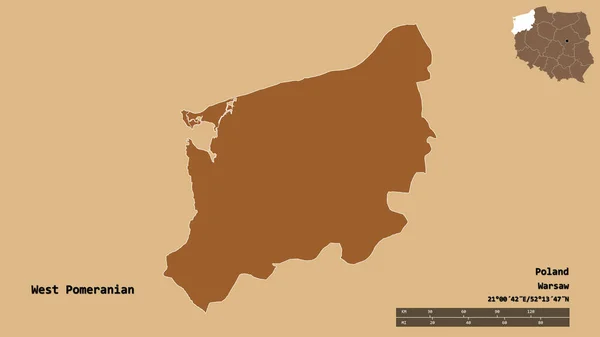 Forme Poméranie Occidentale Voïvodie Pologne Avec Capitale Isolée Sur Fond — Photo