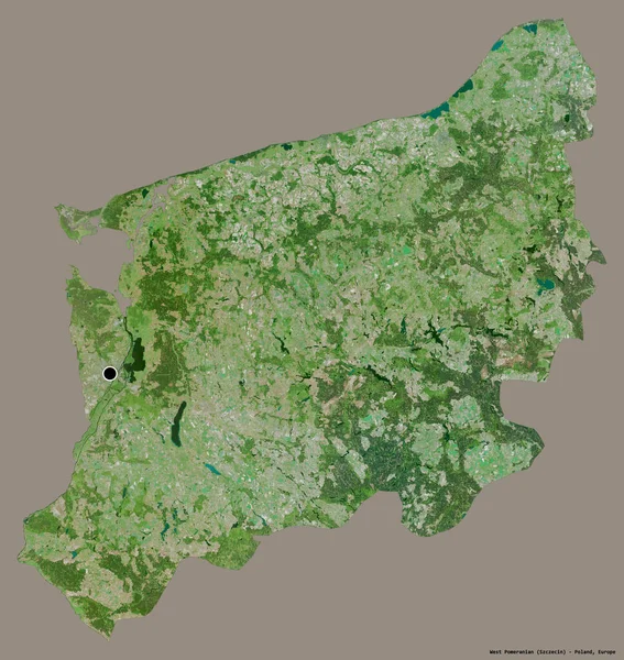 Shape West Pomeranian Voivodeship Poland Its Capital Isolated Solid Color — Stock Photo, Image