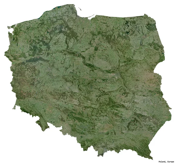 Shape Poland Its Capital Isolated White Background Satellite Imagery Rendering — Stock Photo, Image