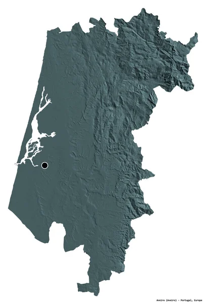 Kształt Aveiro Dzielnicy Portugalii Stolicą Odizolowaną Białym Tle Kolorowa Mapa — Zdjęcie stockowe