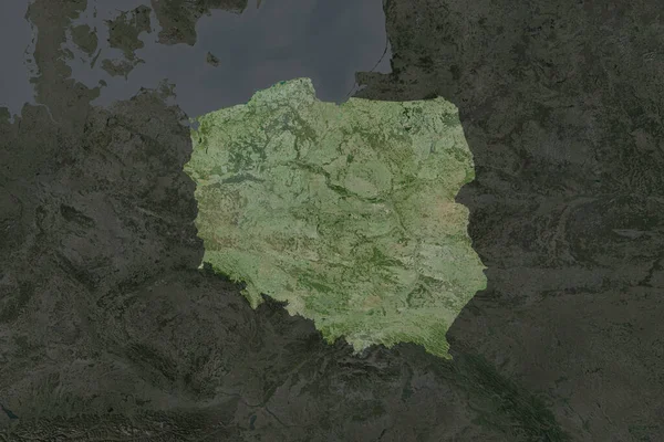 Forme Pologne Séparée Par Désaturation Des Zones Voisines Imagerie Satellite — Photo