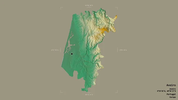 Oblast Aveiro Okres Portugalsko Izolovaná Pevném Pozadí Georeferenčním Hraničním Poli — Stock fotografie