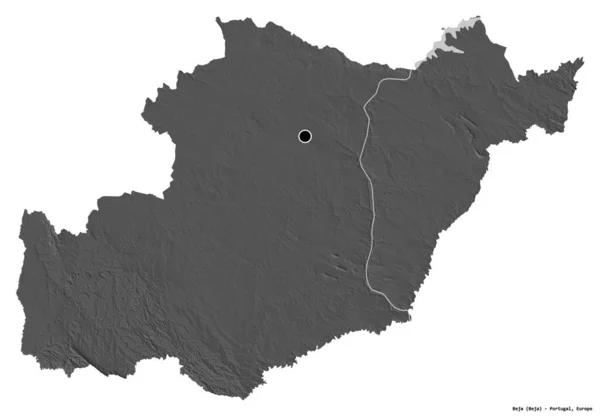 Σχήμα Της Beja Περιφέρεια Της Πορτογαλίας Την Πρωτεύουσα Της Απομονωμένη — Φωτογραφία Αρχείου