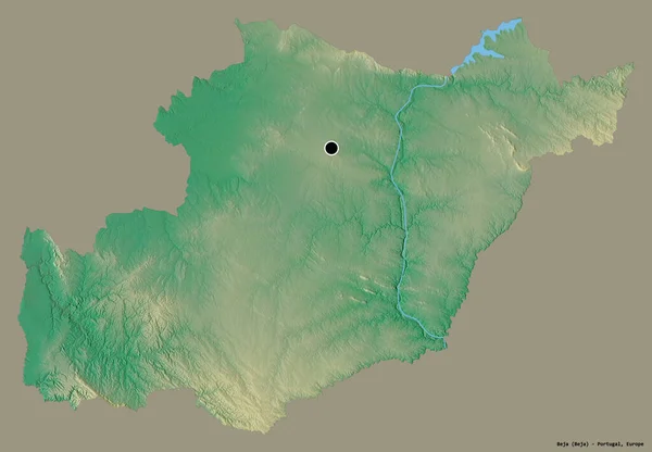 ポルトガルの首都ベハの形状は しっかりとした色の背景に隔離されています 地形図 3Dレンダリング — ストック写真