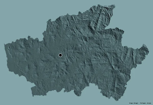Form Von Braga Bezirk Von Portugal Mit Seiner Hauptstadt Isoliert — Stockfoto