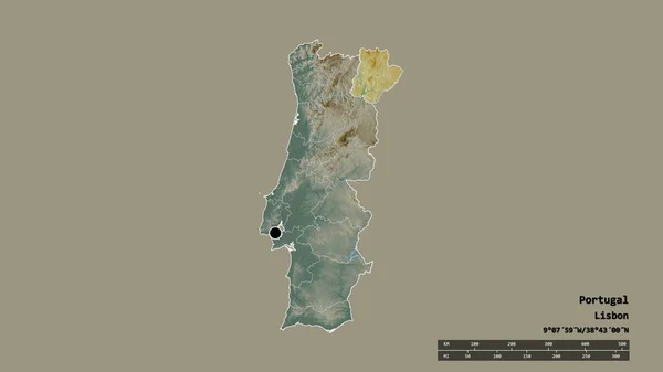 Ungesättigte Form Portugals Mit Seiner Hauptstadt Der Wichtigsten Regionalen Teilung — Stockfoto