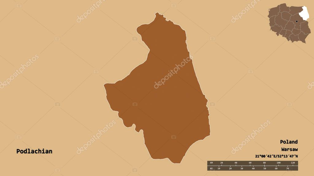 Forma de Podlachian, voivodato de Polonia, con su capital aislada sobre