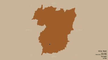 Portekiz 'in Vila Real bölgesinde, sağlam bir arka planda izole edilmiş bir sınır kutusunda. Etiketler. Desenli dokuların bileşimi. 3B görüntüleme