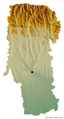 Romanya 'nın Arges ilçesi, başkenti beyaz arka planda izole edilmiş. Topografik yardım haritası. 3B görüntüleme