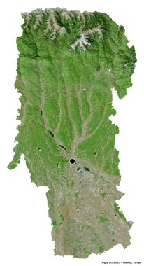 Romanya 'nın Arges ilçesi, başkenti beyaz arka planda izole edilmiş. Uydu görüntüleri. 3B görüntüleme