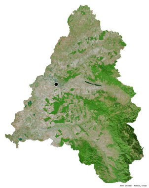 Romanya 'nın başkenti Bihor' un beyaz arka planda izole edilmiş hali. Uydu görüntüleri. 3B görüntüleme