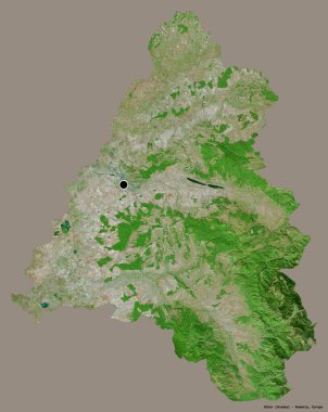 Romanya 'nın Bihor ilçesi, başkenti katı renk arka planına izole edilmiş. Uydu görüntüleri. 3B görüntüleme