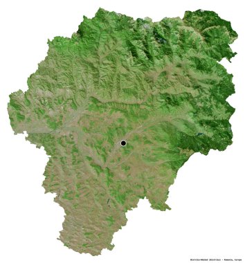 Romanya 'nın başkenti Bistrita-Nasaud' un beyaz arka planda izole edilmiş şekli. Uydu görüntüleri. 3B görüntüleme