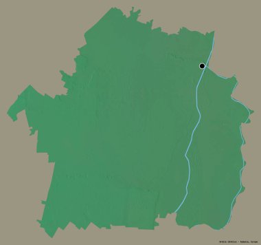 Romanya 'nın Braila ilçesi, başkenti katı renk arka planında izole edilmiş. Topografik yardım haritası. 3B görüntüleme