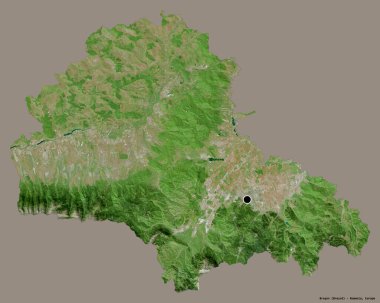 Romanya 'nın Brasov kenti, başkenti katı renk arka planına izole edilmiş durumda. Uydu görüntüleri. 3B görüntüleme