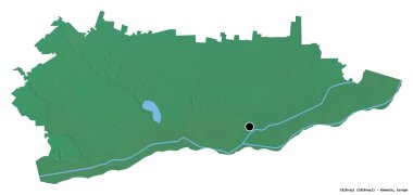 Romanya 'nın Calarasi ilçesinin başkenti beyaz arka planda izole edilmiştir. Topografik yardım haritası. 3B görüntüleme
