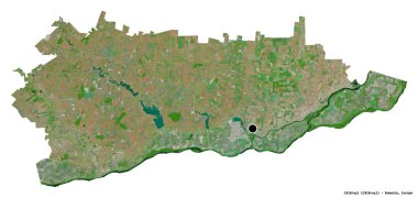 Romanya 'nın Calarasi ilçesinin başkenti beyaz arka planda izole edilmiştir. Uydu görüntüleri. 3B görüntüleme