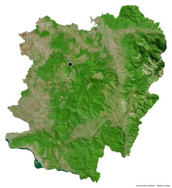 Romanya 'nın başkenti Caras-Severin' in beyaz arka planda izole edilmiş hali. Uydu görüntüleri. 3B görüntüleme