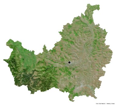 Romanya 'nın Cluj ilçesi, başkenti beyaz arka planda izole edilmiş. Uydu görüntüleri. 3B görüntüleme