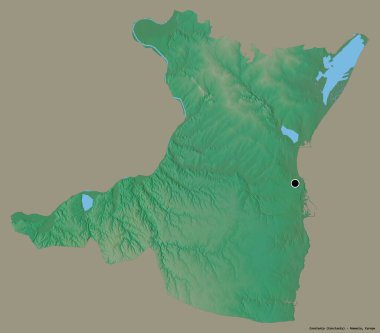 Romanya 'nın Köstence kenti, başkenti katı renk arka planına izole edilmiş. Topografik yardım haritası. 3B görüntüleme