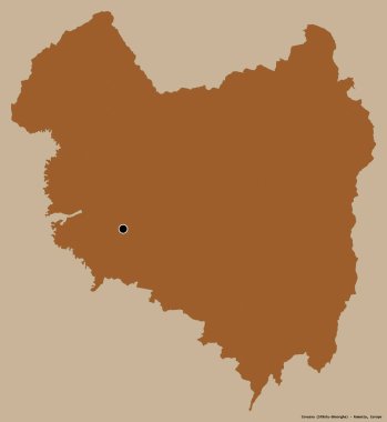 Romanya 'nın Covasna ilçesi, başkenti katı renk arka planına izole edilmiş durumda. Desenli dokuların bileşimi. 3B görüntüleme