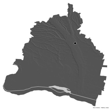 Romanya 'nın Dolj ilçesinin başkenti beyaz arka planda izole edilmiştir. Çift seviyeli yükseklik haritası. 3B görüntüleme