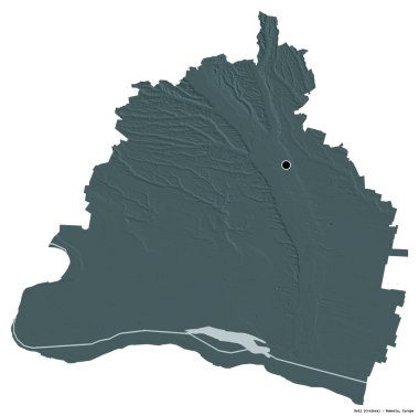 Romanya 'nın Dolj ilçesinin başkenti beyaz arka planda izole edilmiştir. Renkli yükseklik haritası. 3B görüntüleme
