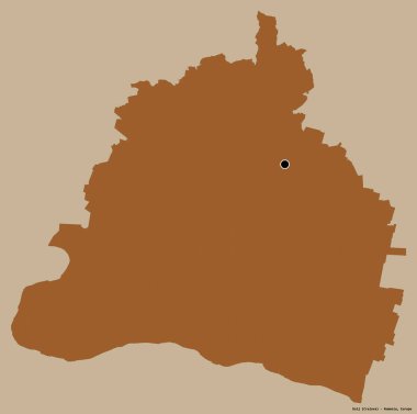 Romanya 'nın Dolj ilçesi, başkenti katı renk arka planında izole edilmiş durumda. Desenli dokuların bileşimi. 3B görüntüleme