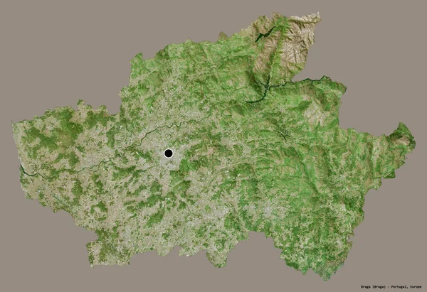 Form Von Braga Bezirk Von Portugal Mit Seiner Hauptstadt Isoliert — Stockfoto