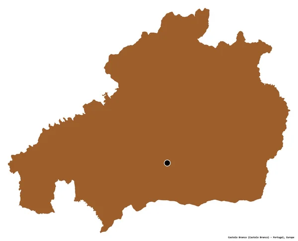 Form Castelo Branco Distriktet Portugal Med Huvudstaden Isolerad Vit Bakgrund — Stockfoto