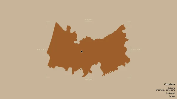 Район Коимбра Округ Португалии Изолирован Твёрдом Фоне Геометрической Коробке Метки — стоковое фото