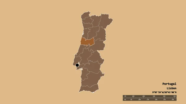 葡萄牙以首都 主要区域分部和分隔的科英布拉地区为首都的退化形态 有规律的纹理的组成 3D渲染 — 图库照片