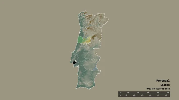 Desaturatie Van Portugal Met Hoofdstad Belangrijkste Regionale Divisie Het Afgescheiden — Stockfoto