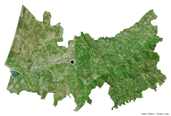 Forma Coimbra Distretto Del Portogallo Con Sua Capitale Isolata Sfondo — Foto Stock