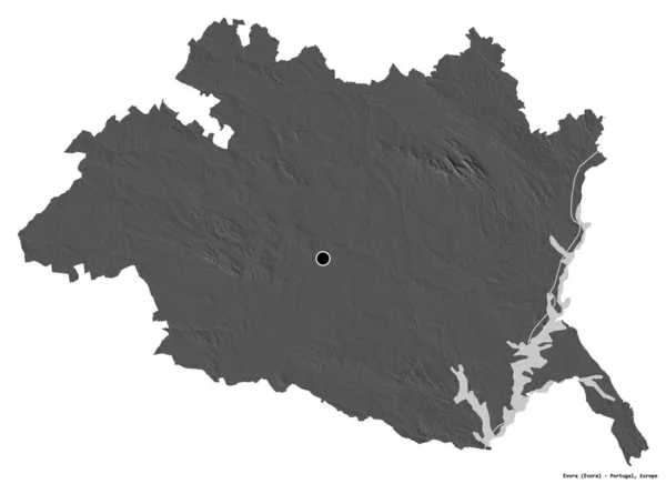 Tvar Evory Okres Portugalsko Hlavním Městem Izolovaným Bílém Pozadí Mapa — Stock fotografie
