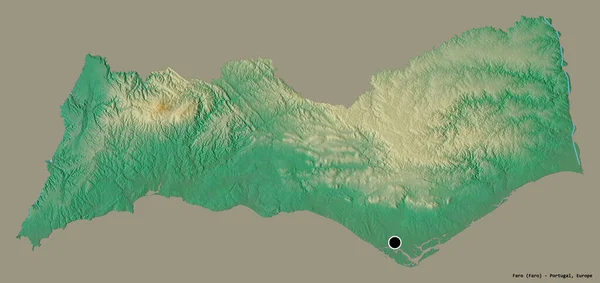 Vorm Van Faro District Van Portugal Met Hoofdstad Geïsoleerd Een — Stockfoto