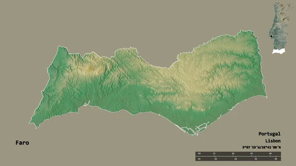 Форма Фару Района Португалии Столицей Изолированы Прочном Фоне Дистанционный Масштаб — стоковое фото