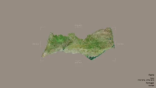 葡萄牙法罗地区 在一个地理参照框的坚实背景上被隔离 卫星图像 3D渲染 — 图库照片